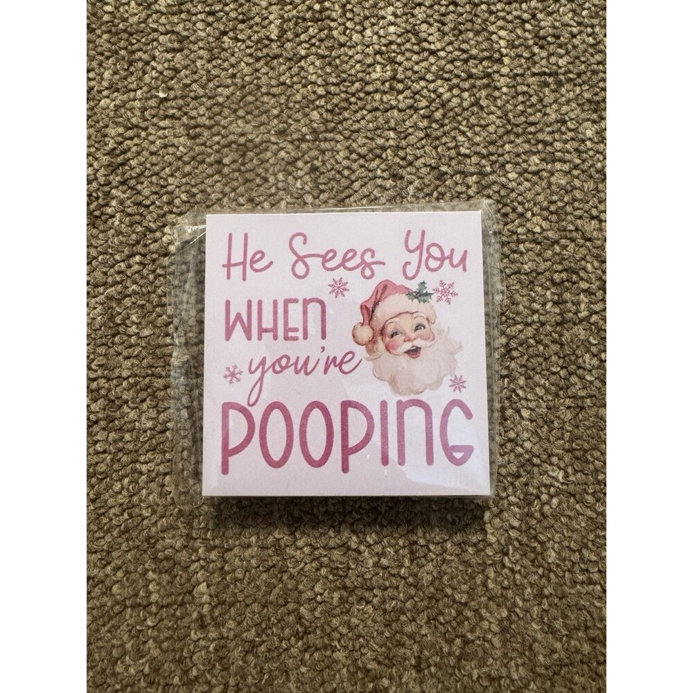 Santa Bathroom Sign 'He Sees You When You’re Pooping' Christmas Decor NWT